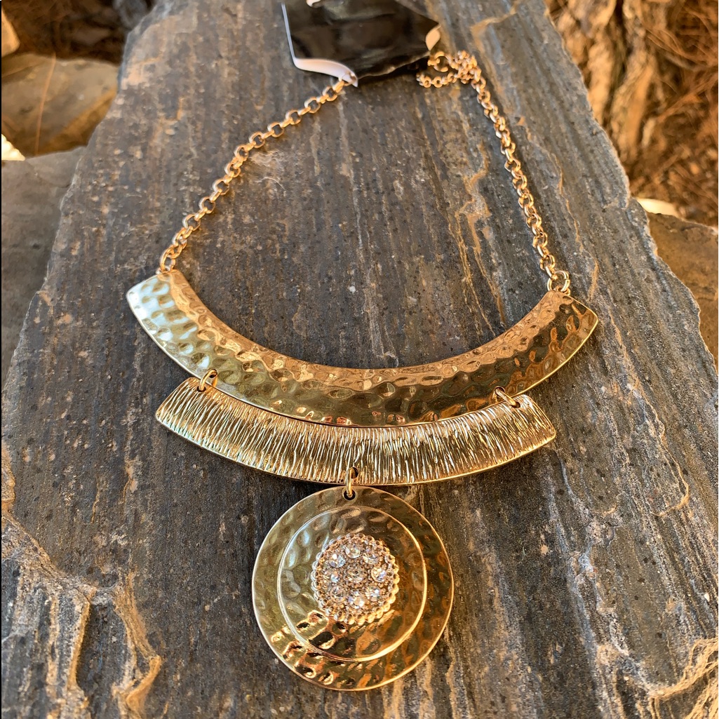 Bohemian Gold Hammer Design Necklace